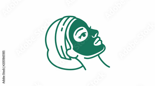 Photos Woman with facial treatment mask.