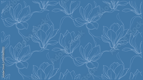 Foto Pastel floral pattern background, hand drawn flower illustration, seamless repea