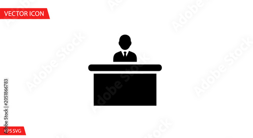 Foto Businessman standing behind a desk.