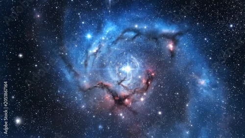 Stunning Deep Space Journey through a Blue Spiral Galaxy with Glowing Stars and Cosmic Nebulae, Ideal for Sci-Fi Backgrounds and Educational Astronomy Projects.