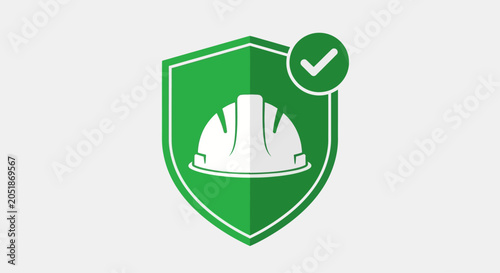 Green shield with white hard hat.