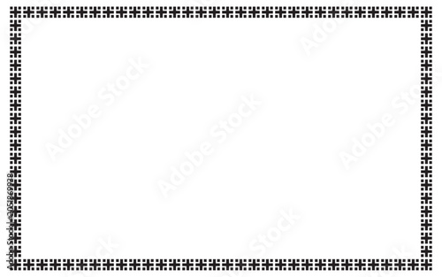 Minimal geometric border frame featuring a repeating cross pattern with clean symmetrical composition. Suitable for certificates, invitations, documents, presentations, posters, creative design, etc.