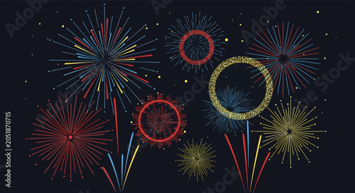 Photos Colorful Fireworks Display on Dark Night Sky