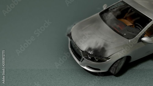 Overheated Car Engine Hood Showing Severe Heat Damage