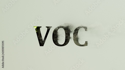 VOC Letters Surrounded by Realistic Dark Toxic Smoke