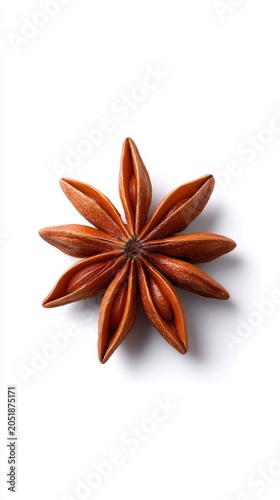 Single star anise pod isolated on white background