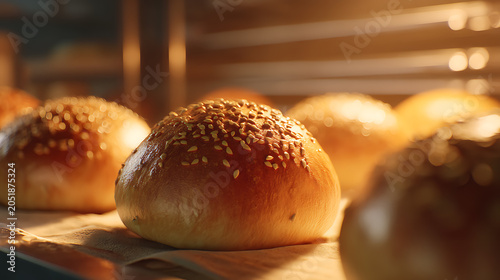 Bakery display case, freshly baked bread