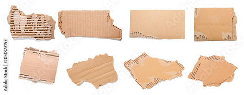 Of eight torn cardboard pie...