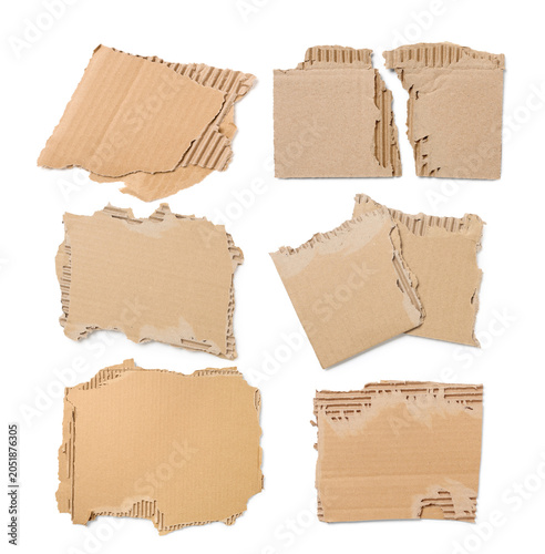 Of torn cardboard pieces, r...