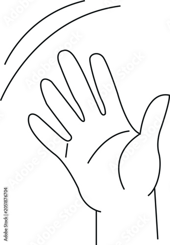 Waving Hand Gesture Icon - Simple Line Art Illustration