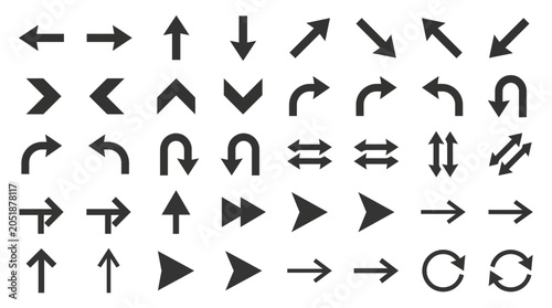 Vászonkép Collection of various black arrows.
