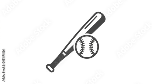 Konstfotografi Baseball Bat and Ball Icon Graphic.