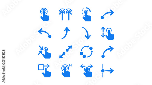 Tableau sur toile Collection of various blue hand icons.