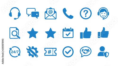Canvas Print Collection of various blue icons.