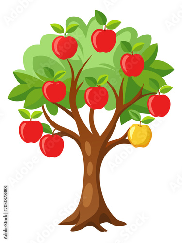 Apple tree with ripe red and yellow apples and green leaves fruit tree bear fruit apple orchard apple picking apple pie