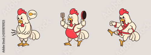 Quadro em tela Colorful Chicken Animal Illustration Collection