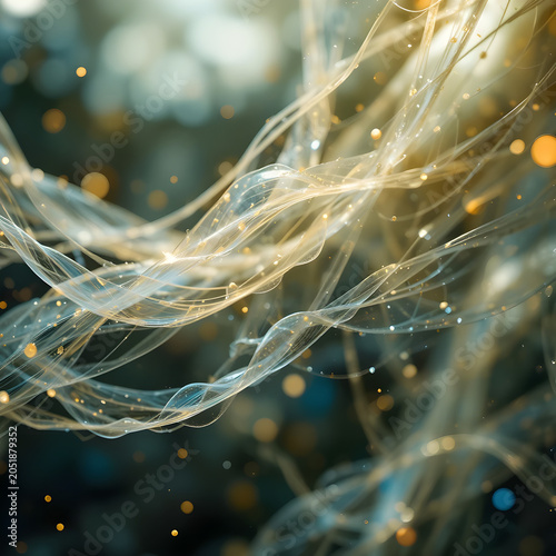 Abstract Background with Translucent Threads and Flowing Delicate Modern Texture Design