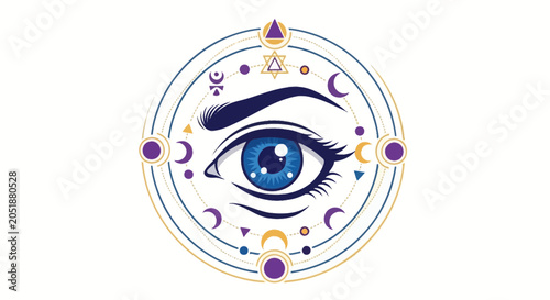 Fényképezés Eye with mystical symbols and jewels.