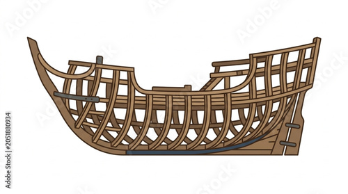 Tableau sur toile Wooden Ship Hull Frame Construction Nautical Maritime.