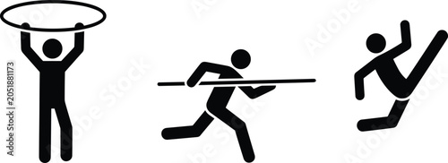 Bild auf Leinwand Athletics Sports Silhouette Icon Collection Featuring Basketball Dunk Pole Vault