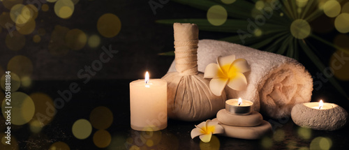 Spa stones, herbal bag, tow...