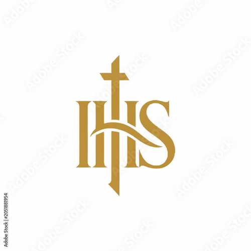 Foto Golden IHS Monogram Symbol of the Society of Jesus.