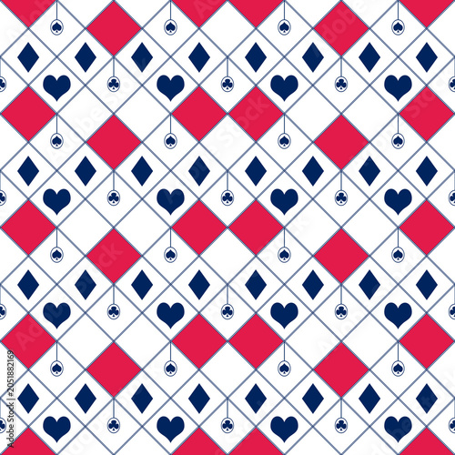 Blue and red with white pattern game cards