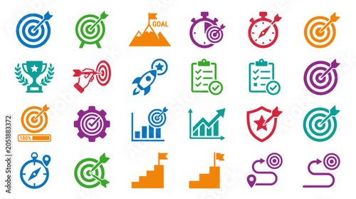 Business icons for strategy and planning.