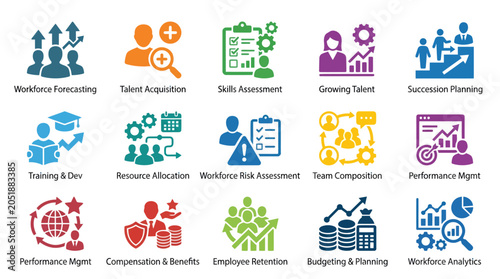 Business icons for workforce planning.