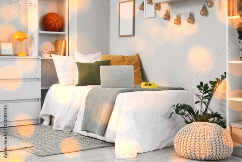Cozy teen bedroom interior ...