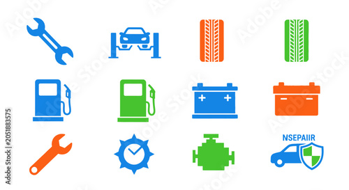 Car Service Repair Maintenance Icons Set.