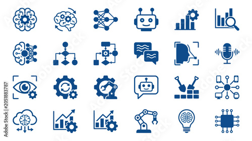 Collection of business and technology icons.