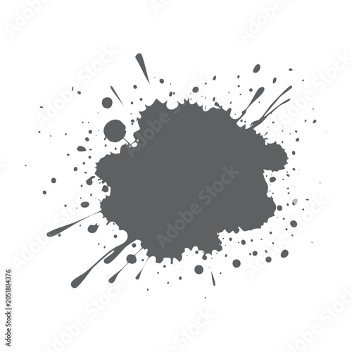 Gray ink splatter on transparent background