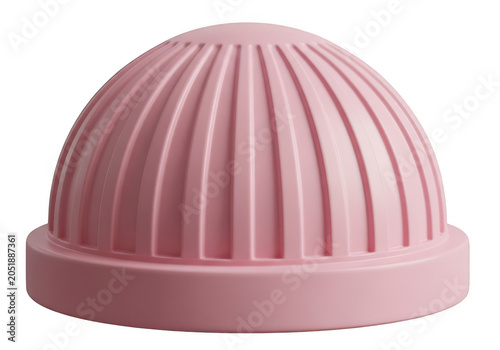 Pink rubber dome with ribbed texture