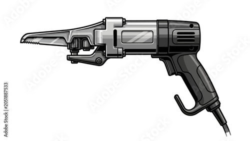 Fotografie Vector illustration of a training pistol with an orange grip and safety indicator