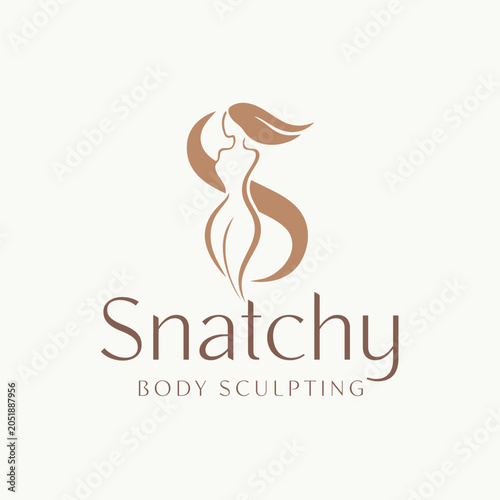 Snatchy Body Sculpting Abstract Female Figure Logo with Luxury Aesthetic Wellness Identity