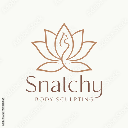 Snatchy Body Sculpting Lotus Logo with Feminine Silhouette for Beauty and Wellness Branding