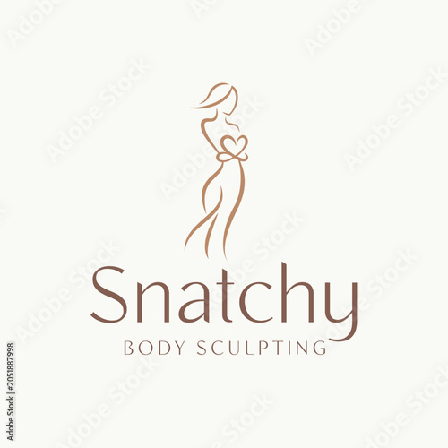 Snatchy Body Sculpting Minimal Female Line Art Logo with Heart Waist Concept