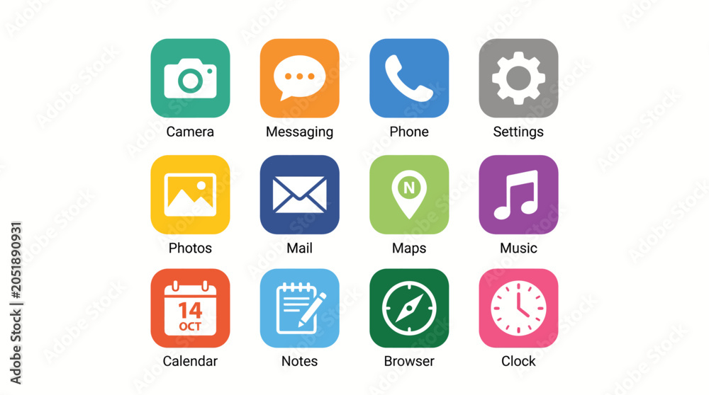Naklejka premium Smartphone Apps Icons on Screen.