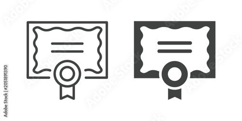 Graduation Certificate icon. Line and glyph solid icon