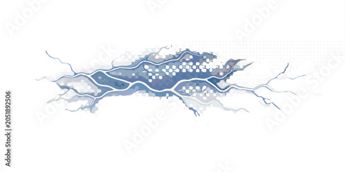 Slika na platnu Jagged lightning bolt illustration against a black background