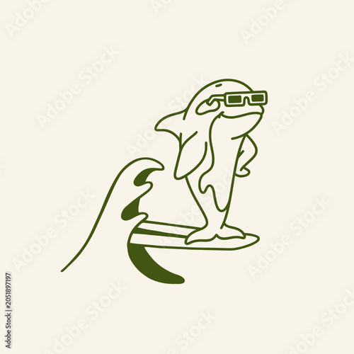 Cuadro en lienzo Surfer dude on a surfboard wave.