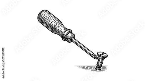 Quadro em tela Vintage Screwdriver Turning a Screw.