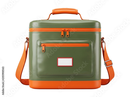 Green and Orange Leather Travel Bag