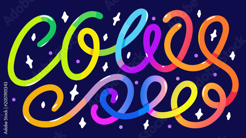 Foto Colorful coiled springs illustration with sparkles on a dark background