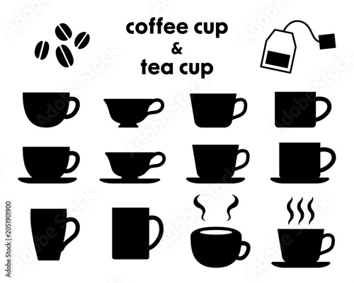 シンプルなコーヒーカップとティーカップのアイコン