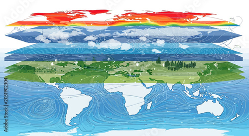 Global Climate Layers Infographic with World Map