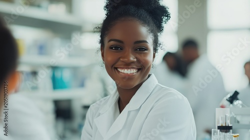 Portrait of confident female scientist in laboratory