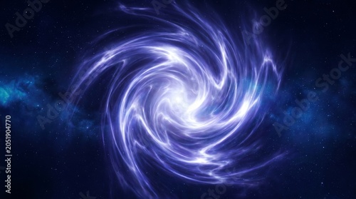 Fotografie Blue plasma swirl creating a bright galactic singularity with sweeping energy ar