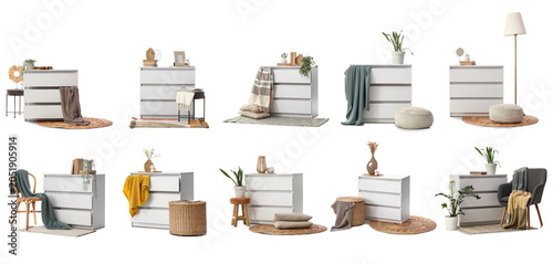 Modern white dresser with t...